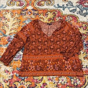 American Eagle Outfitters Floral and Paisley Patterned Ruffle Blouse